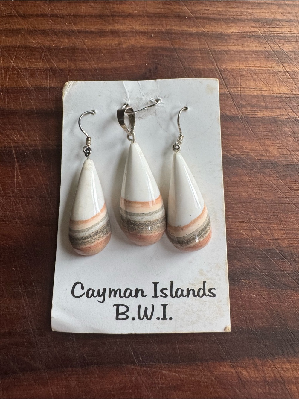 Cayman Islands Caymanite Matching Pendant & Earrings